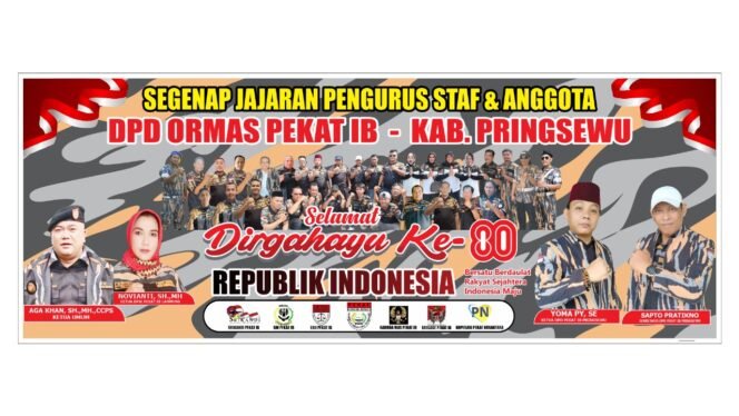 
					DPD Pekat IB Pringsewu Mengucapkan Selamat HUT RI ke 80, Semoga Indonesia Semakin Jaya Rakyat Sejahtera