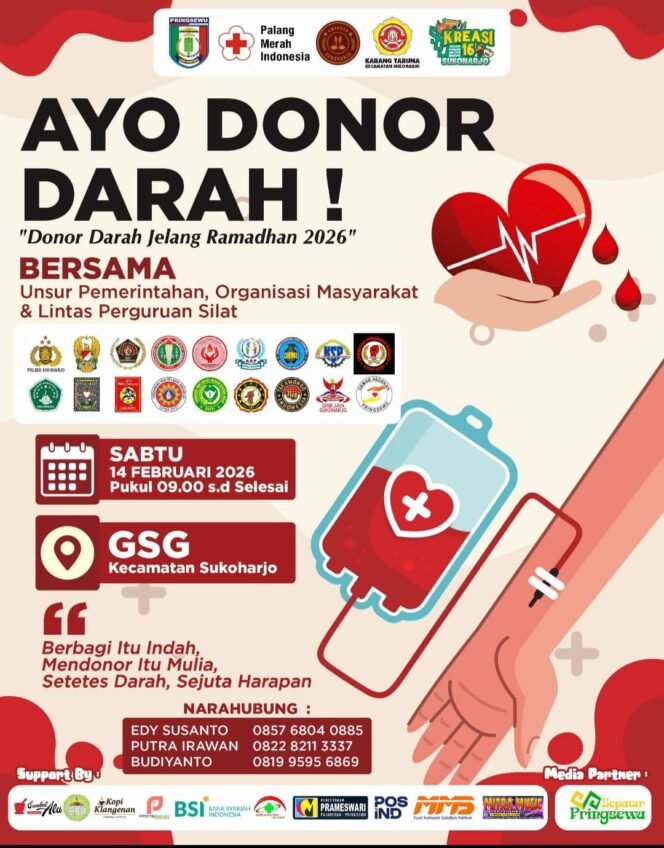 
					Jelang Ramadhan, Karang Taruna Kecamatan Sukoharjo Gelar Donor Darah Bersama PWI Pringsewu